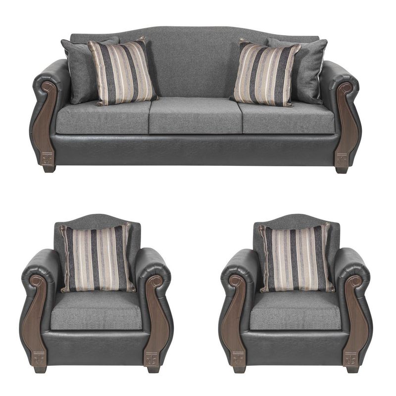 INNOVAMUEBLES - Living 3 cuerpos New Bugambilia 210x93x83 cm Gris Claro