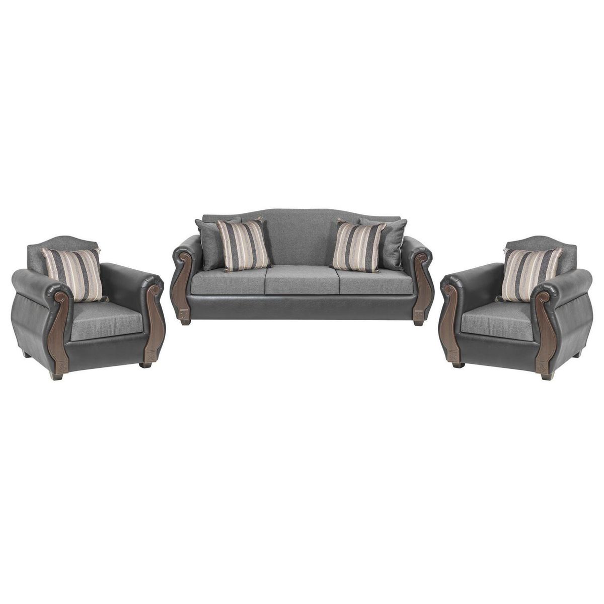 INTERMUEBLES - Living 3 cuerpos New Bugambilia 210x93x83 cm Gris Claro
