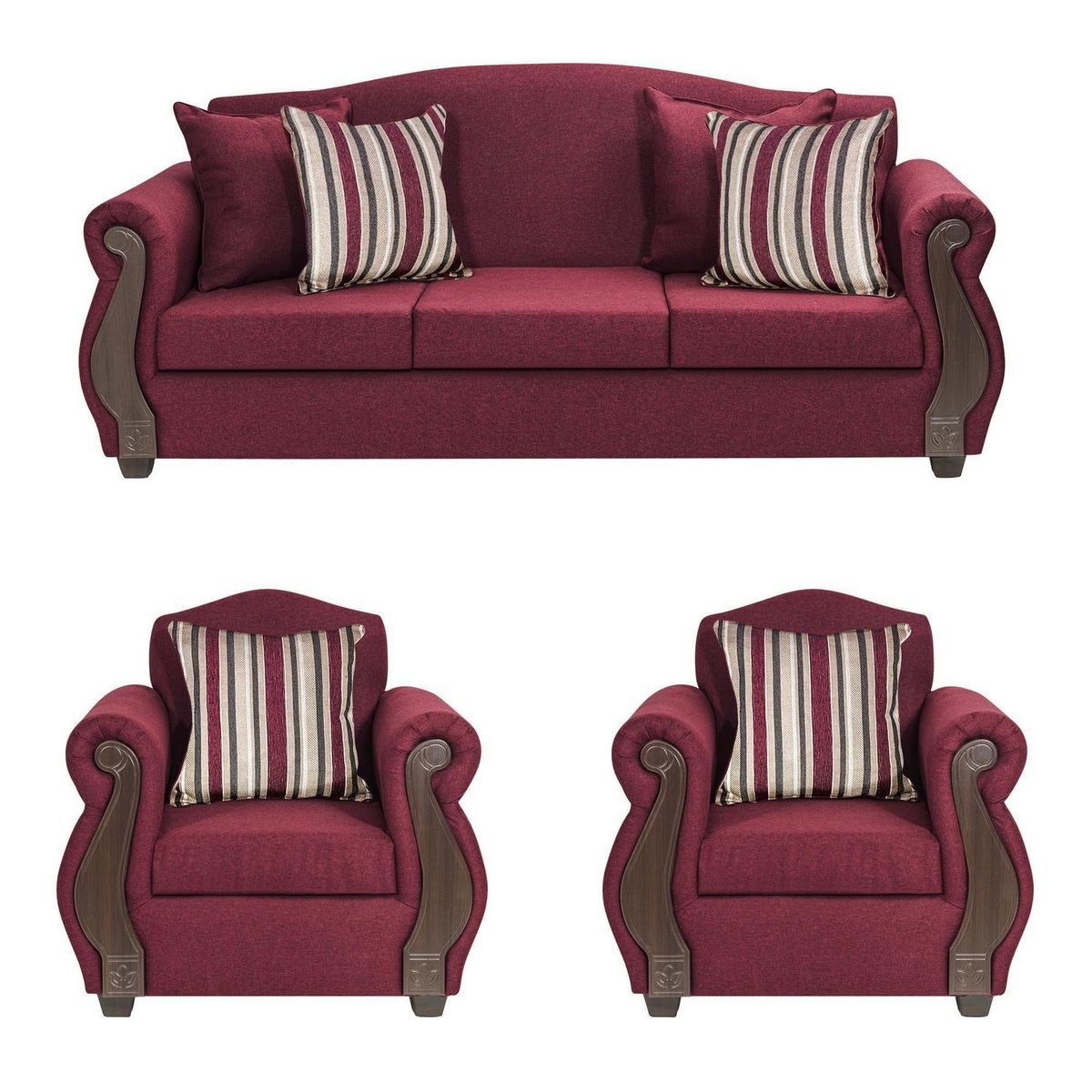 INTERMUEBLES - Living 5 cuerpos New Bugambilia 210x93x83 cm Burdeo