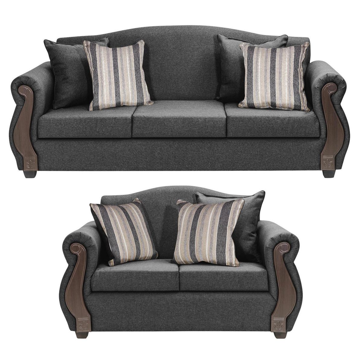 INTERMUEBLES - Living 5 cuerpos New Bugambilia 210x93x83 cm Gris Oscuro