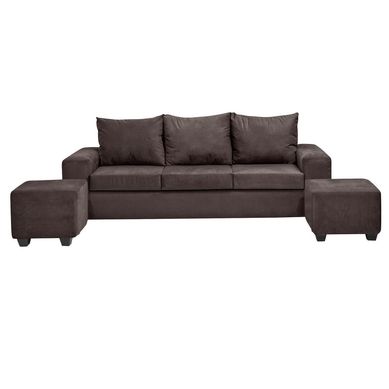 Living Kahlo 3 cuerpos + 2 pouf felpa chocolate
