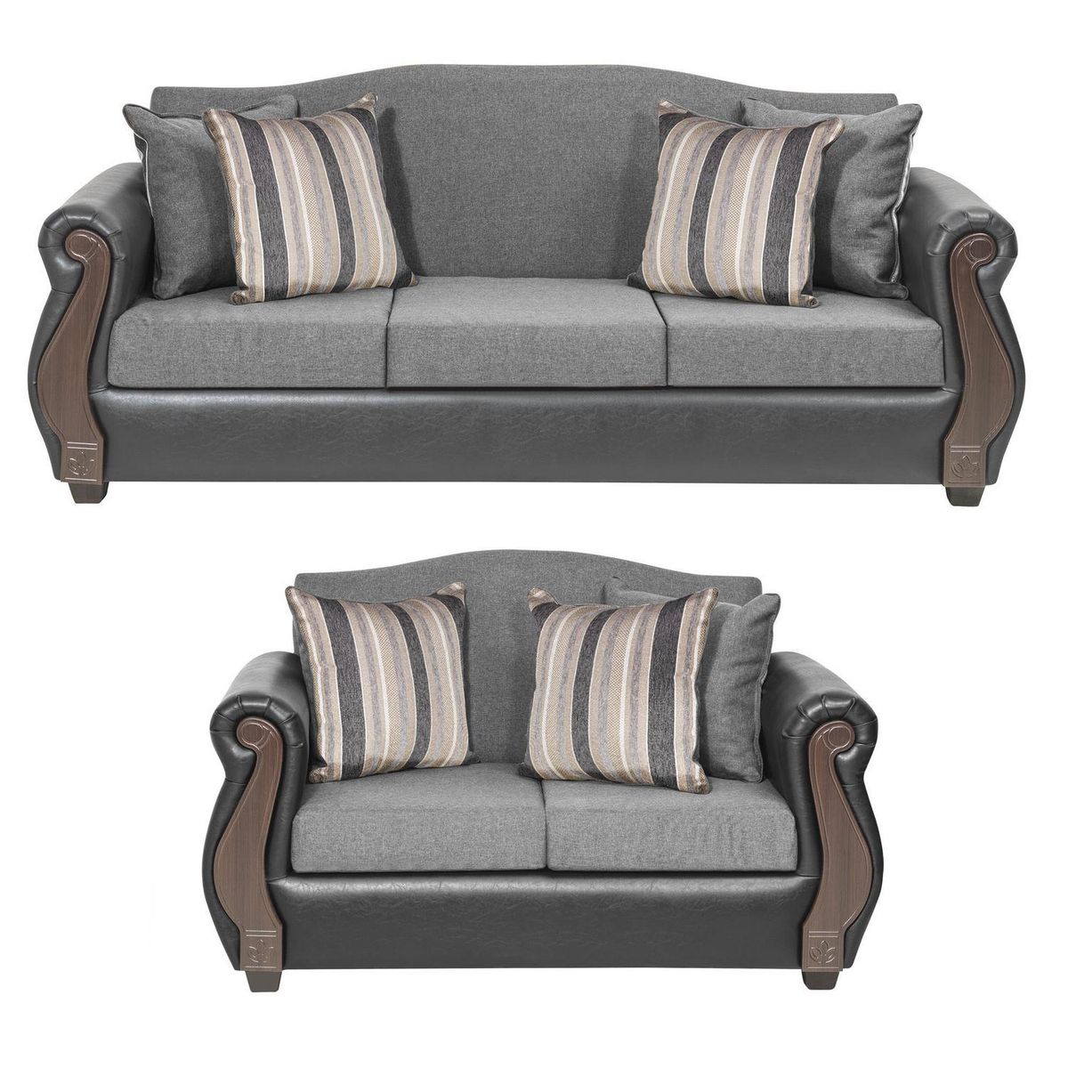 INTERMUEBLES - Living 5 cuerpos New Bugambilia 210x93x83 cm Gris Claro