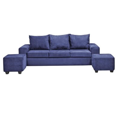 Living Kahlo 3 cuerpos + 2 pouf felpa azul