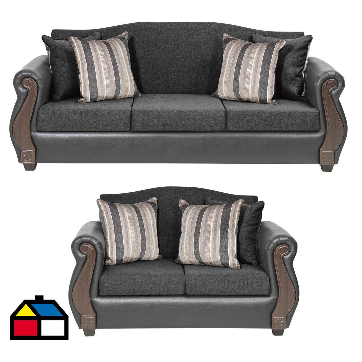 INTERMUEBLES - Living 5 cuerpos New Bugambilia 210x93x83 cm Gris Oscuro