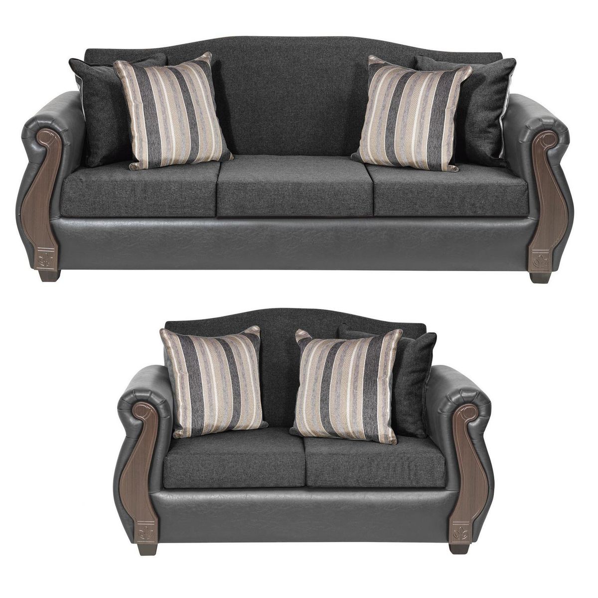 INTERMUEBLES - Living 5 cuerpos New Bugambilia 210x93x83 cm Gris Oscuro