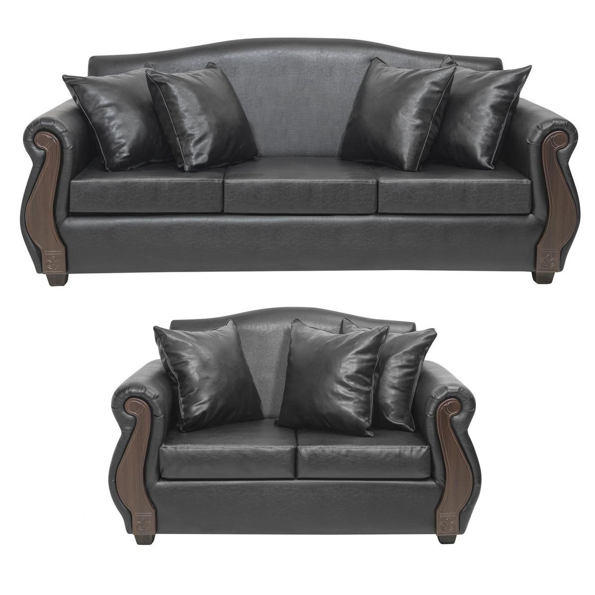 INTERMUEBLES - Living 3 cuerpos New Bugambilia 210x93x83 cm Negro