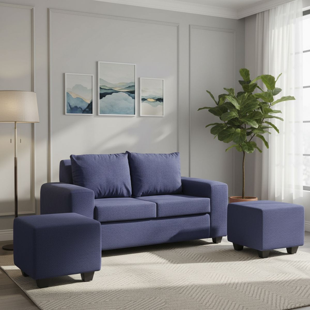 INTERMUEBLES - Living 2 cuerpos Kahlo 167x86x80 cm Azul