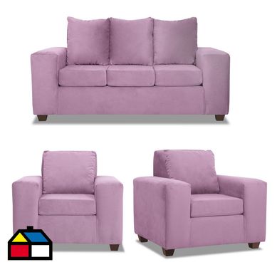 Living Kahlo Sof 167 + 2 Butacas Felpa Rosado