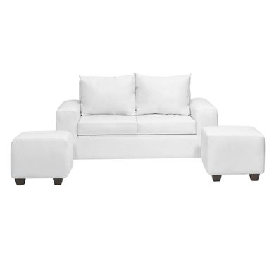 Living Kahlo 2 cuerpos + 2 pouf pu blanco