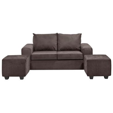 Living Kahlo 2 cuerpos + 2 pouf felpa chocolate