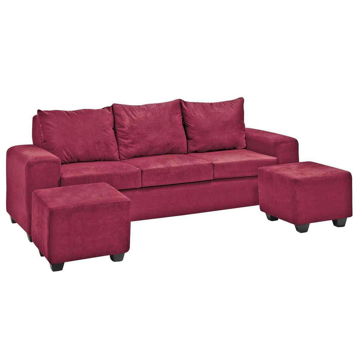 INTERMUEBLES - Living 3 cuerpos Kahlo 225x86x80 cm Burdeo