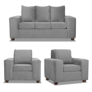 Living Kahlo Sof 167 + 2 Butacas Felpa Gris