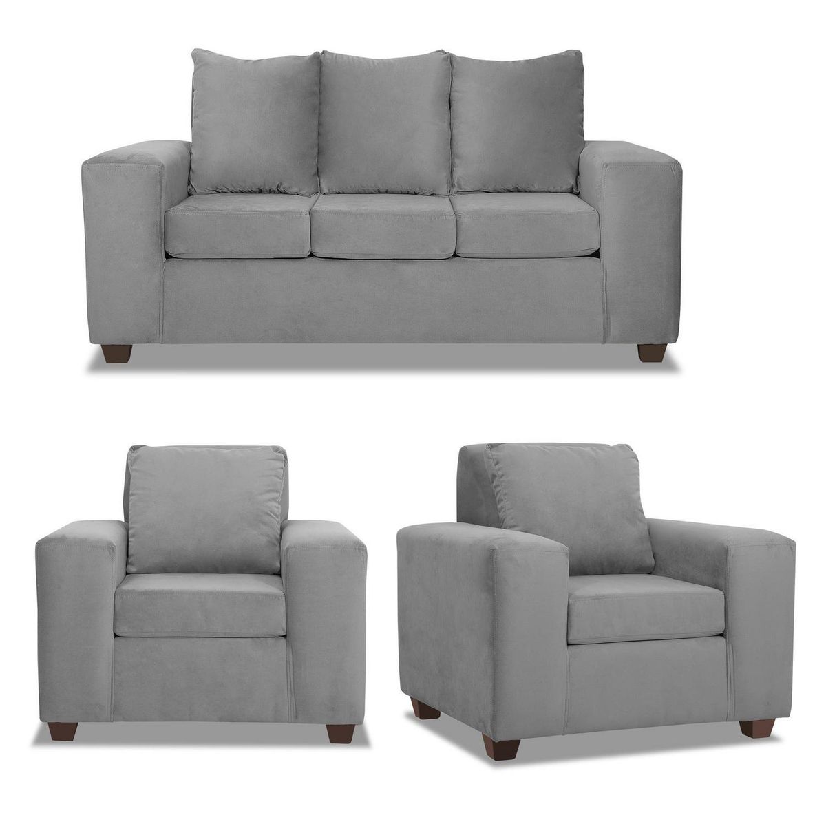 INTERMUEBLES - Living 3 cuerpos Kahlo 167x86x80 cm Gris