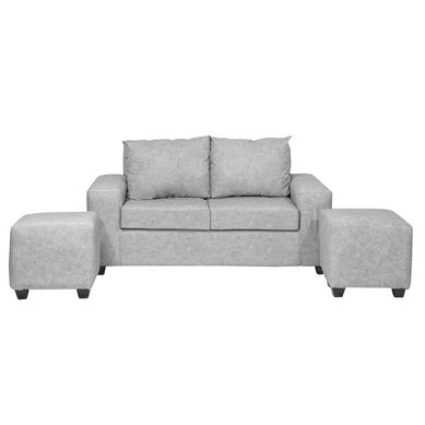Living Kahlo 2 cuerpos + 2 pouf pu gris