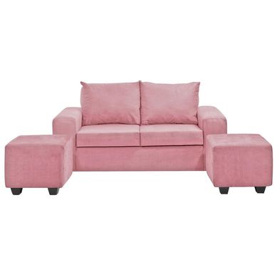 Living Kahlo 2 cuerpos + 2 pouf felpa rosado