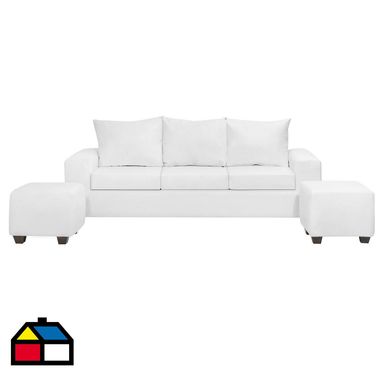 Living Kahlo 3 cuerpos + 2 pouf pu blanco