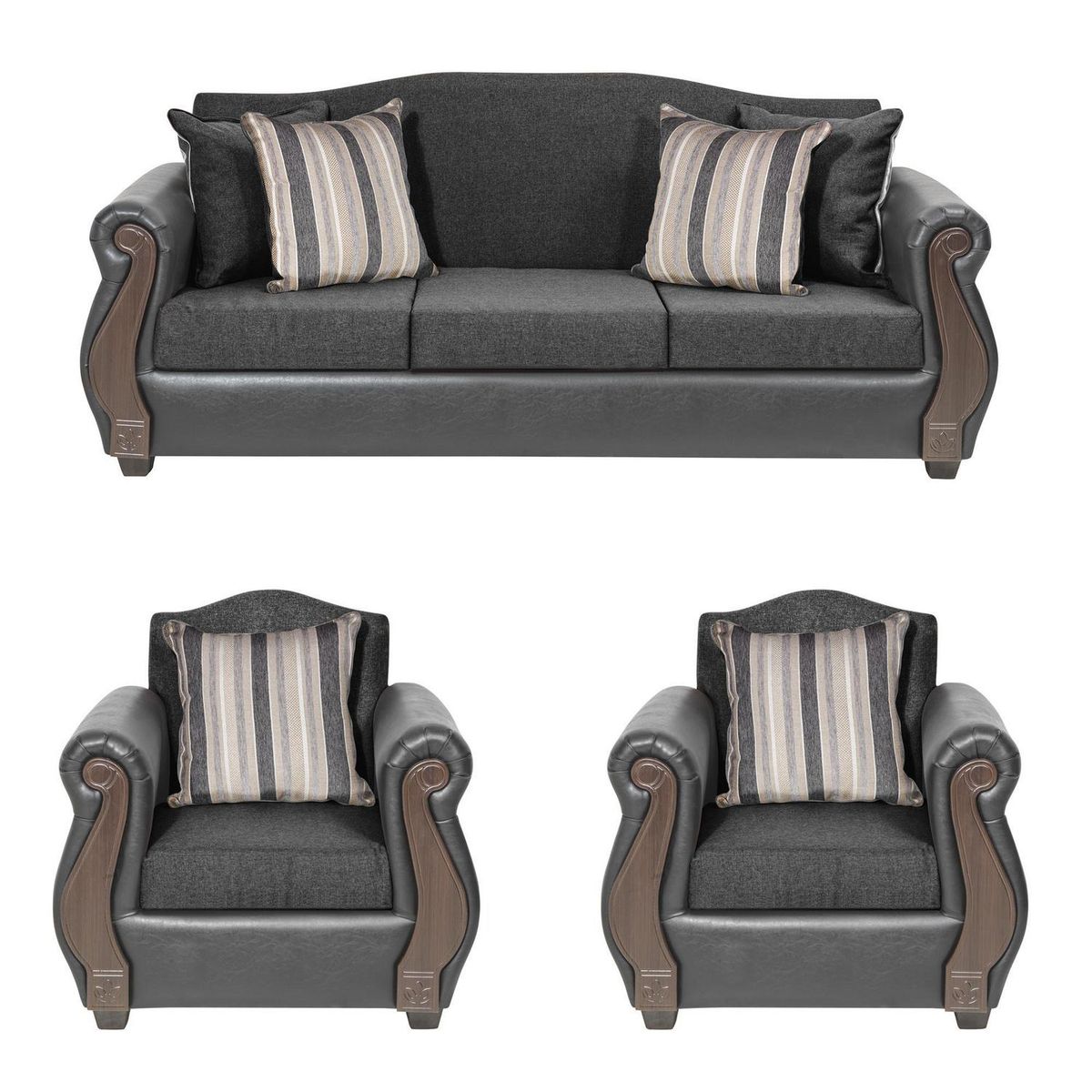 INTERMUEBLES - Living 5 cuerpos New Bugambilia 210x93x83 cm Gris