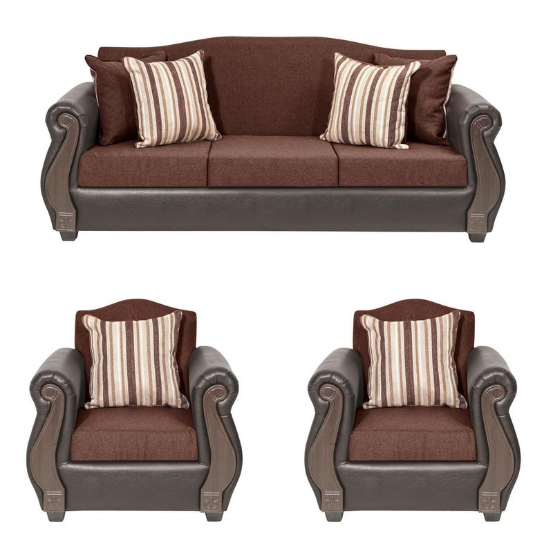 INNOVAMUEBLES - Living 3 cuerpos New Bugambilia 210x93x83 cm Chocolate