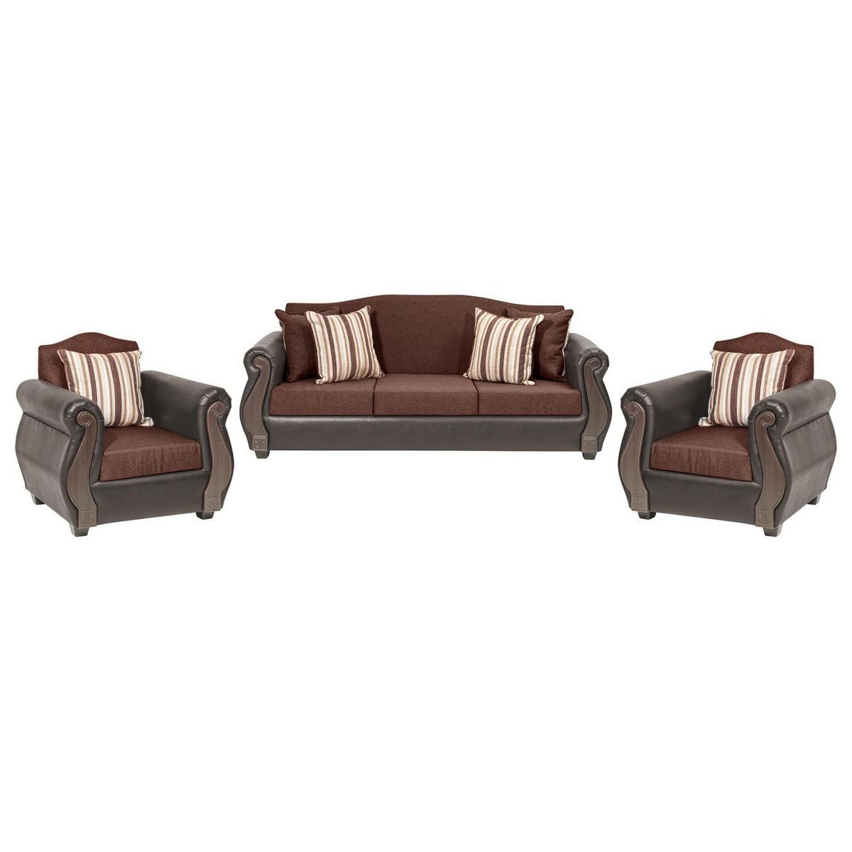 INTERMUEBLES - Living 3 cuerpos New Bugambilia 210x93x83 cm Chocolate