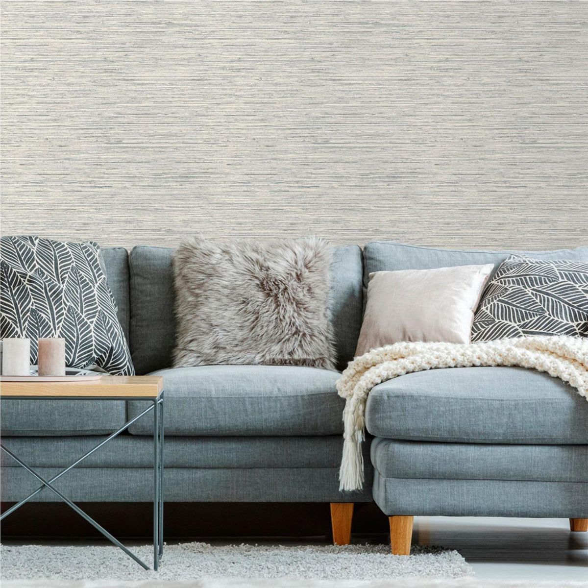 ROOMMATES - Lamina autoadhesiva rayas grises claras