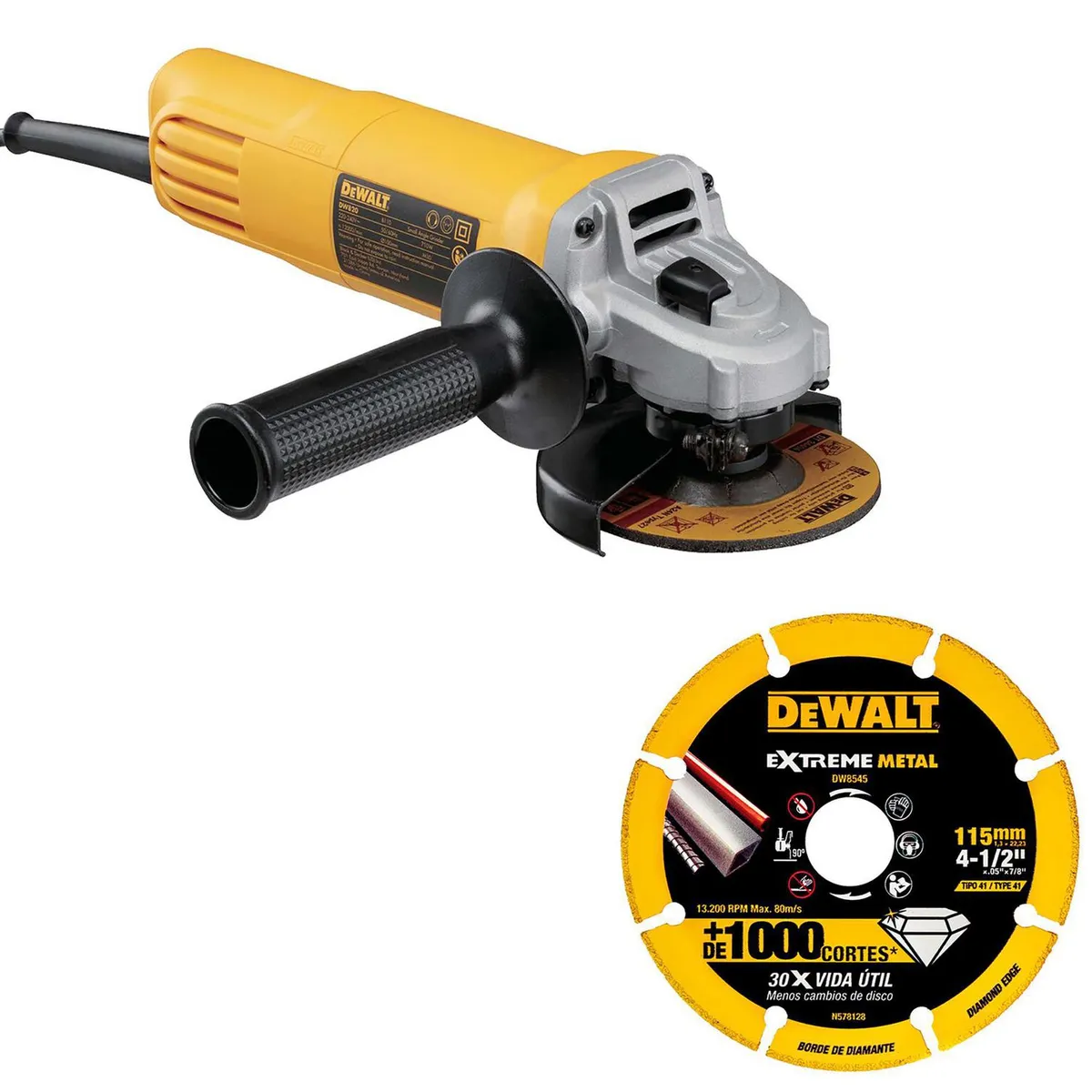 DEWALT - Esmeril angular eléctrico 4,5" 750W + disco extreme metal