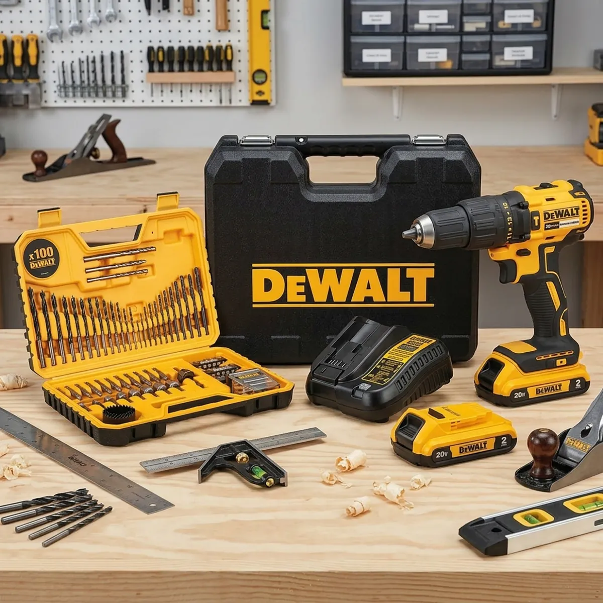 DEWALT - Taladro Inalámbrico Percutor 13 mm 20 V/2 Baterías/100 Accesorios