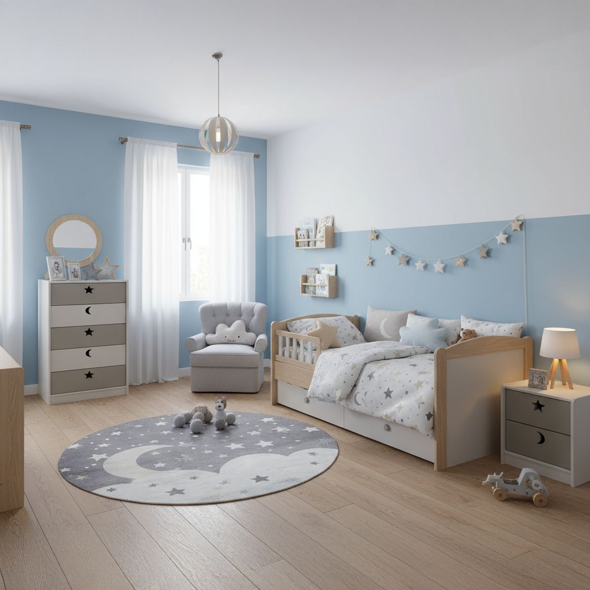 MUEBLES KIDS - Cajonera 5 Cajón 60x115x40 cm Blanco Gris