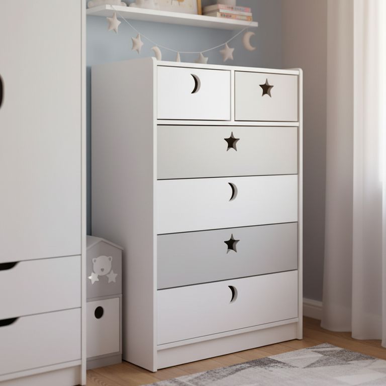Cajonera 6 Cajón 70x115x40 cm Blanco Gris