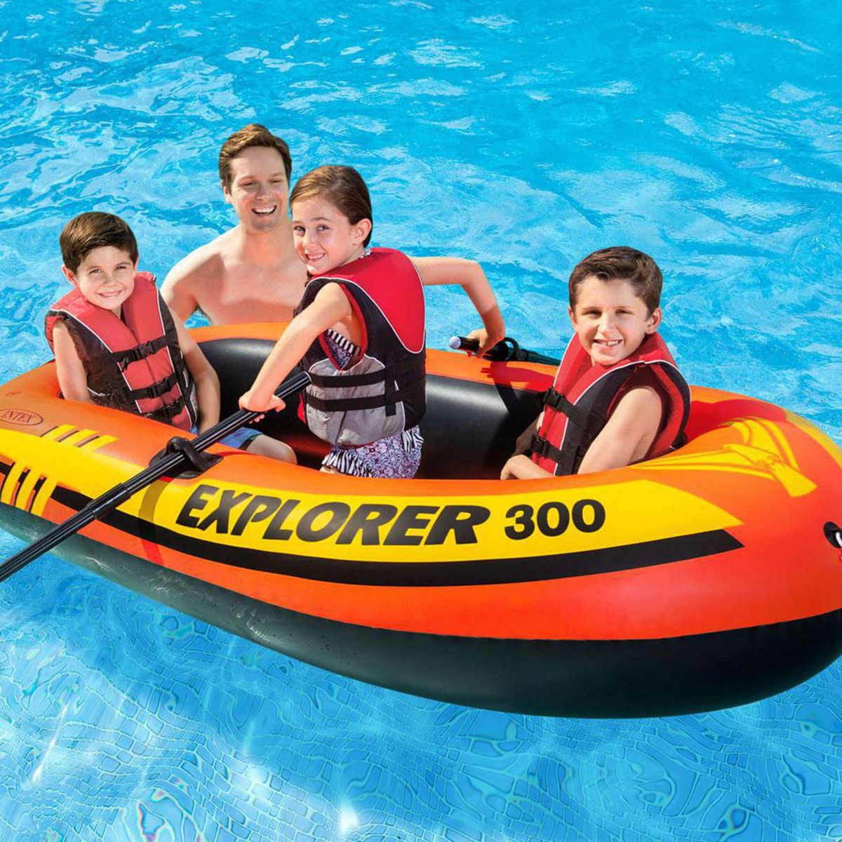 INTEX - Set Bote Inflable Explore 300 con Remos 2 Persona(s) 211x117 cm Naranjo