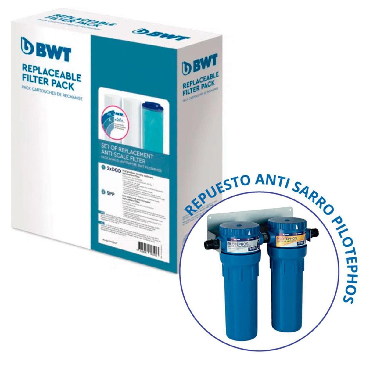 WATERSIDE - Kit repuesto filtro purificador antisarro y particulas Pilothephos