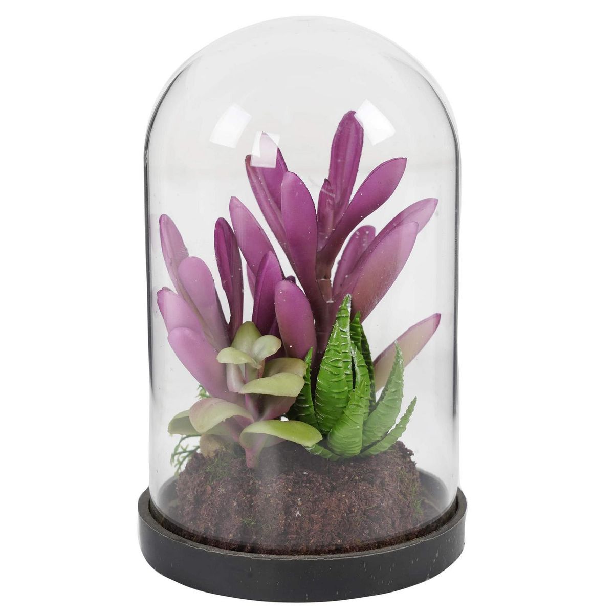 THE GREEN ELEMENT - Suculenta Artificial en Vidrio 17 cm Morado