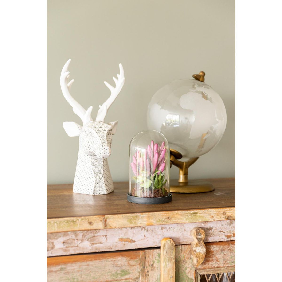 THE GREEN ELEMENT - Suculenta Artificial en Vidrio 17 cm Morado