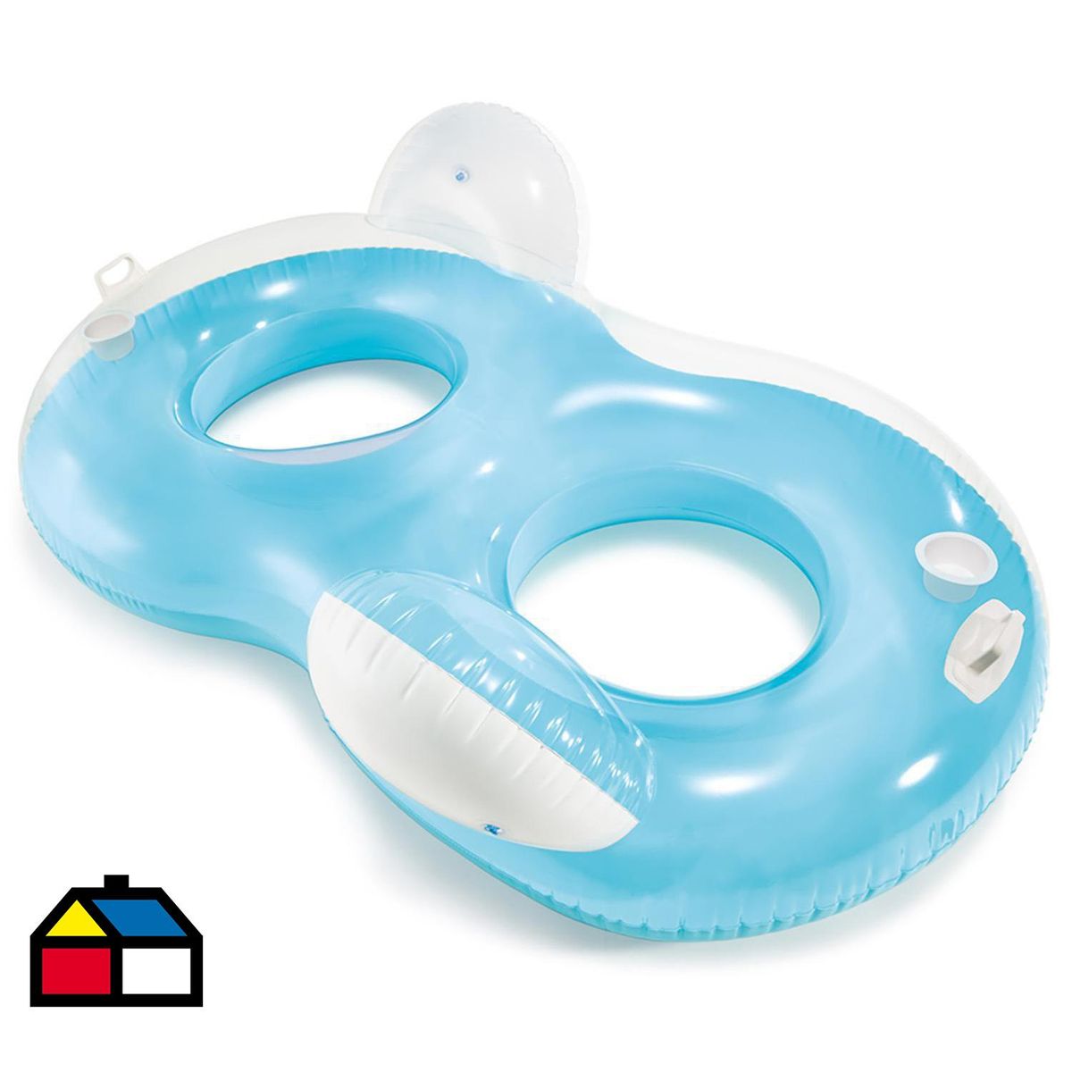 INTEX - Sillón Inflable Doble con Respaldo para Piscina Celeste 117x1x198 cm