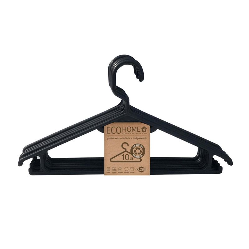 DVP - Set 10 Colgadores PVC Negro