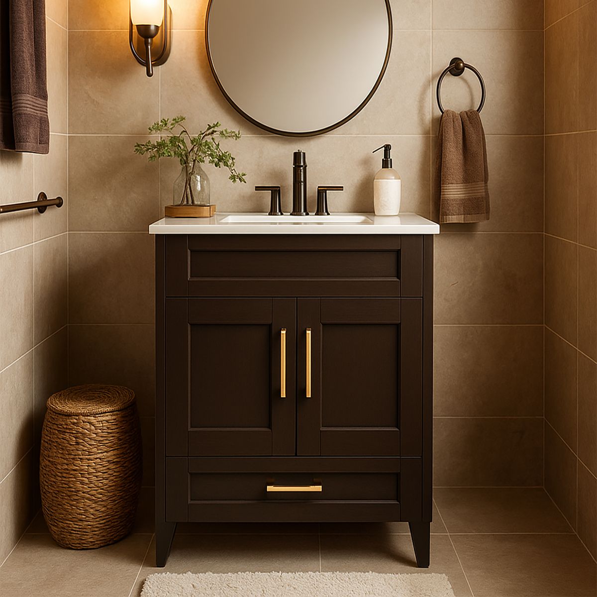 DOMSA - Kit mueble vanitorio Deluxe 50SK P Café 50 cm