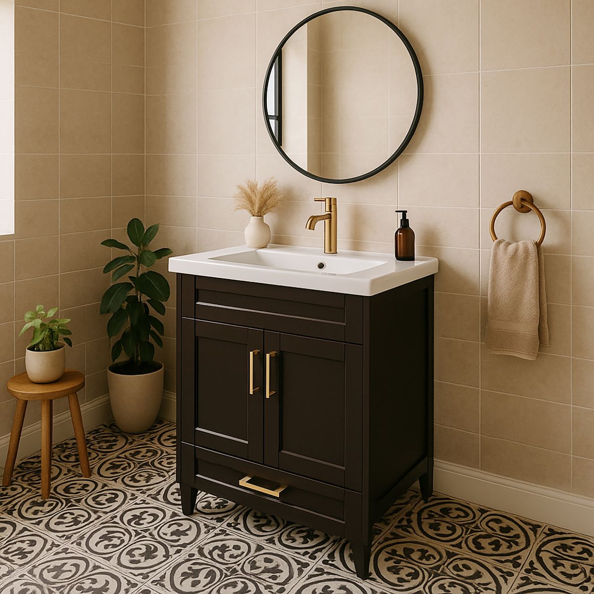 DOMSA - Kit mueble vanitorio Deluxe 50SK F café 50 cm