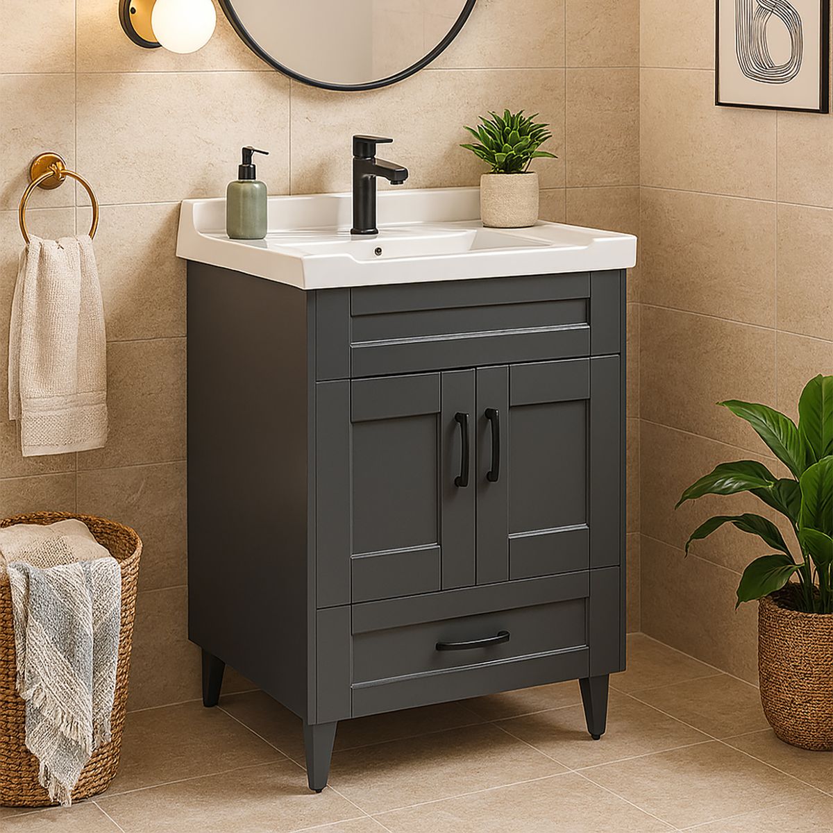 DOMSA - Kit mueble vanitorio Deluxe 50SK 856-50 gris 50 cm