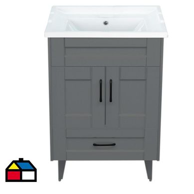 Kit mueble vanitorio Deluxe B60SK F gris 60 cm