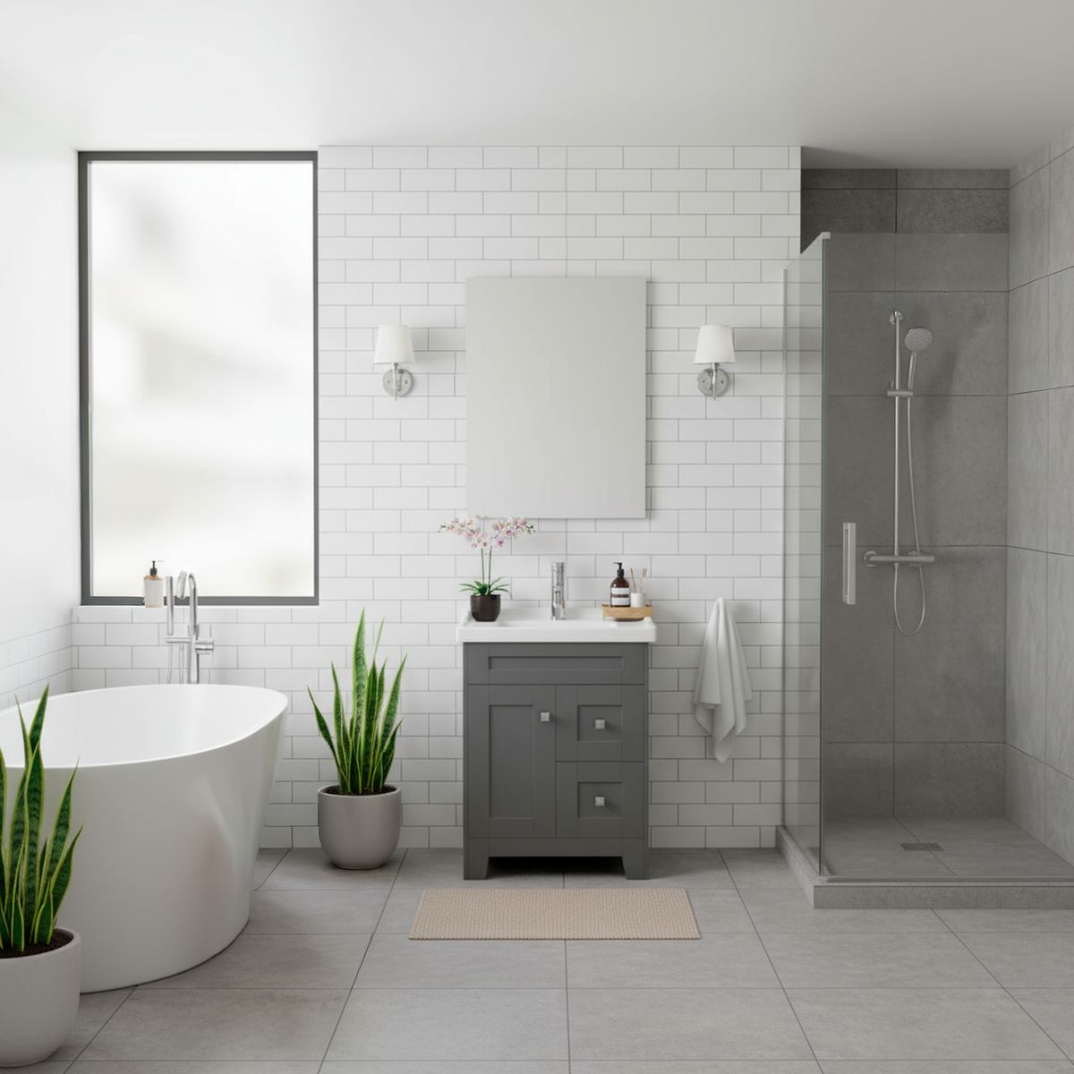 DOMSA - Kit mueble vanitorio Deluxe N60SK F gris 60 cm