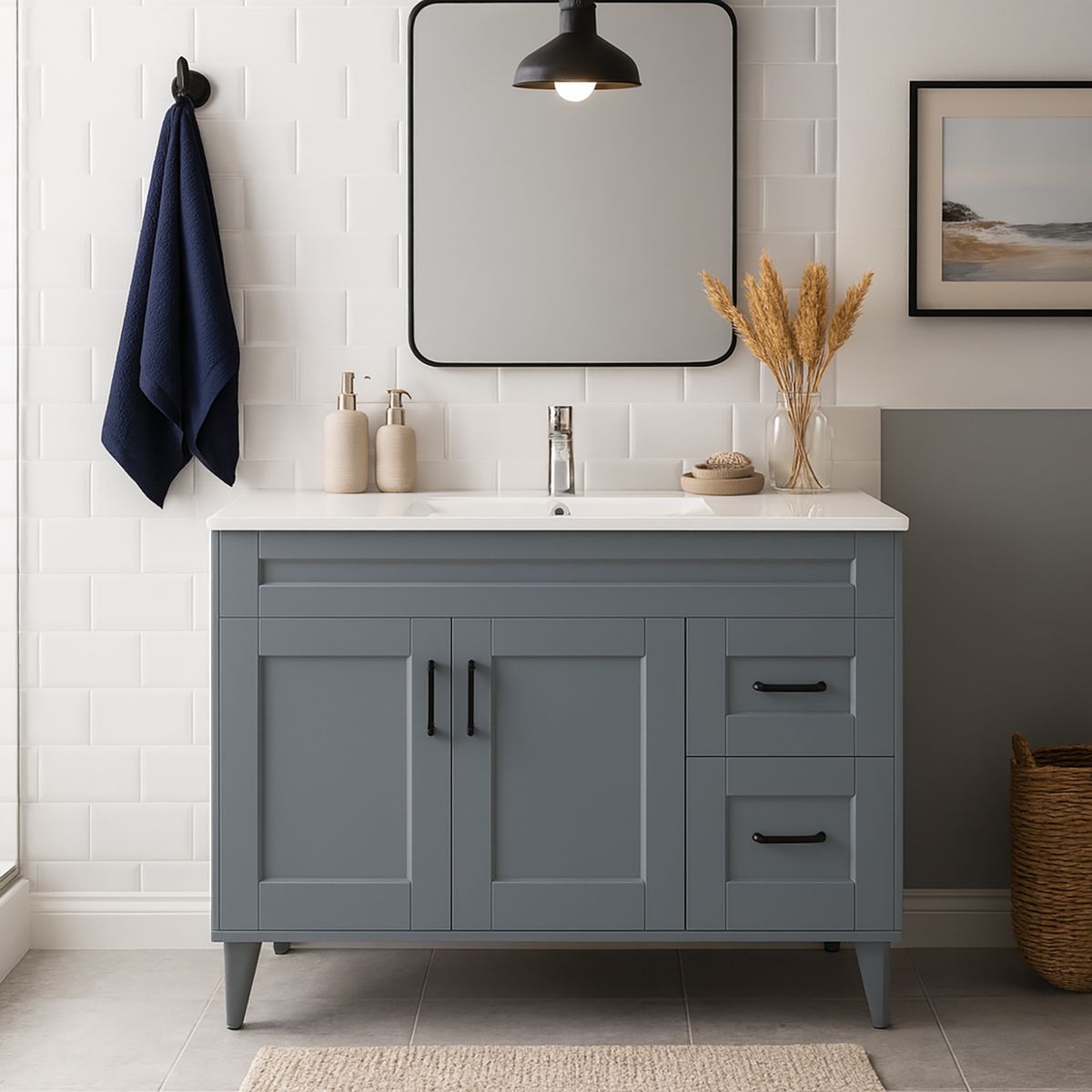 DOMSA - Kit mueble vanitorio Deluxe 120SK P gris 120 cm