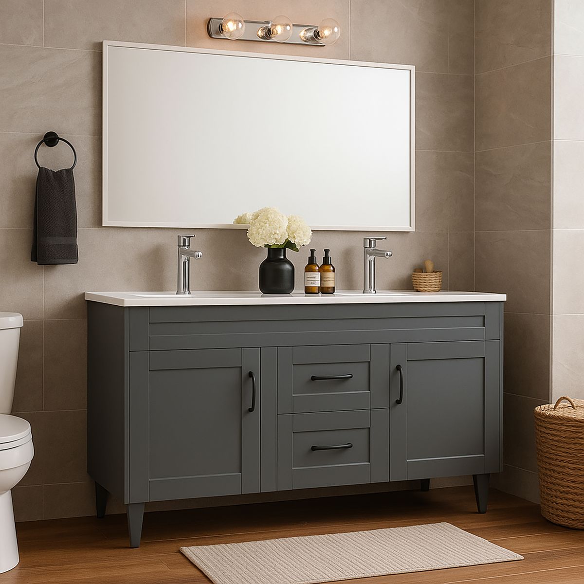 DOMSA - Kit mueble vanitorio Deluxe D120SK P gris 120 cm