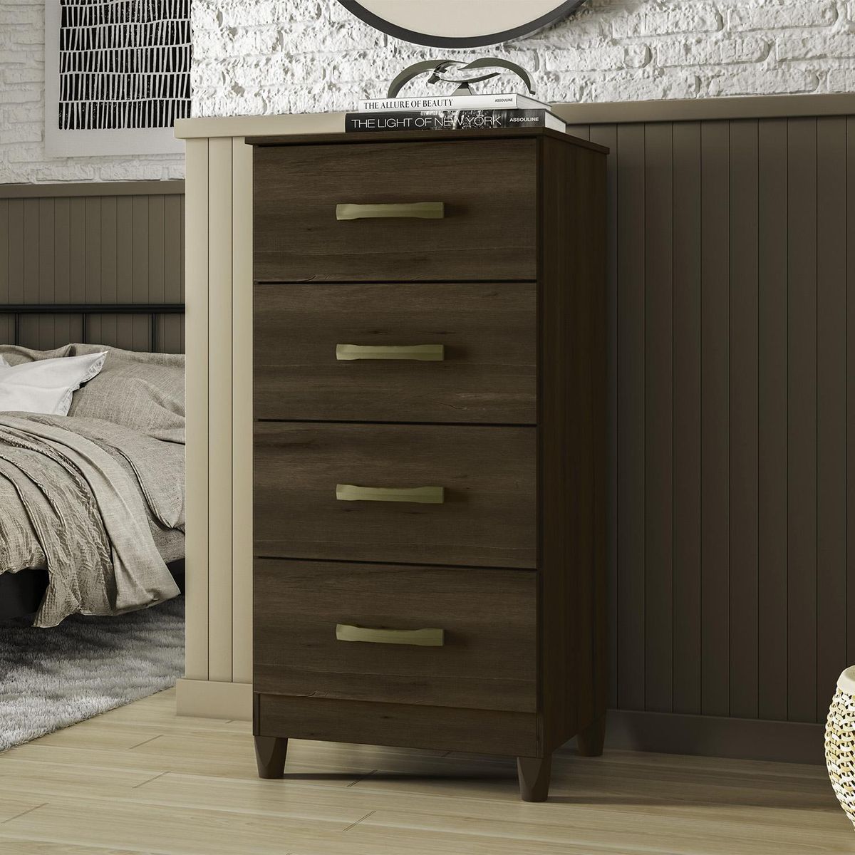 VEKKAHOME - Cómoda 4 Cajón(es) Mobi 50x105x40 cm Cedro