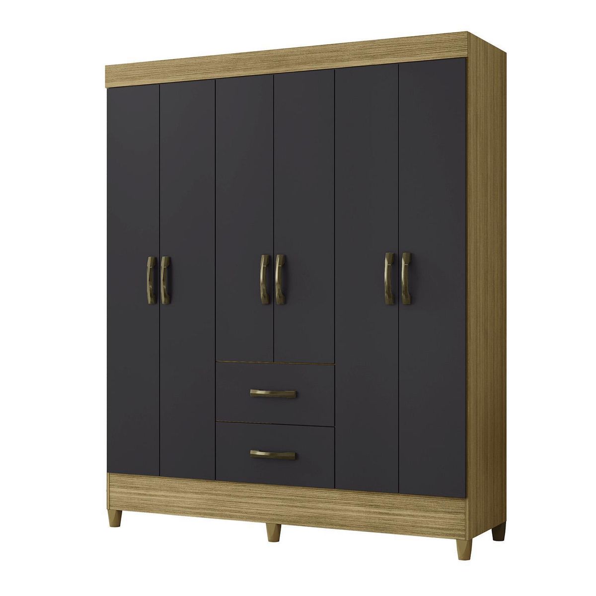 VEKKAHOME - Clóset Mobi 6 Puerta(s) 2 Cajón(es) 4 Repisa(s) 147x181x47 cm Gris