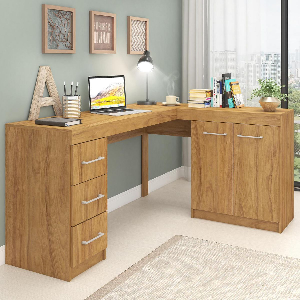 VEKKAHOME - Escritorio España Café 152x75x45 cm