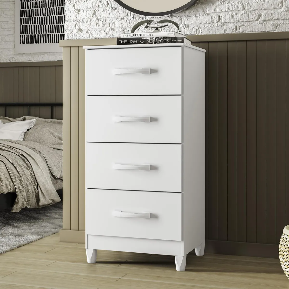 VEKKAHOME - Cómoda 4 Cajón(es) Mobi 50x105x40 cm Blanco