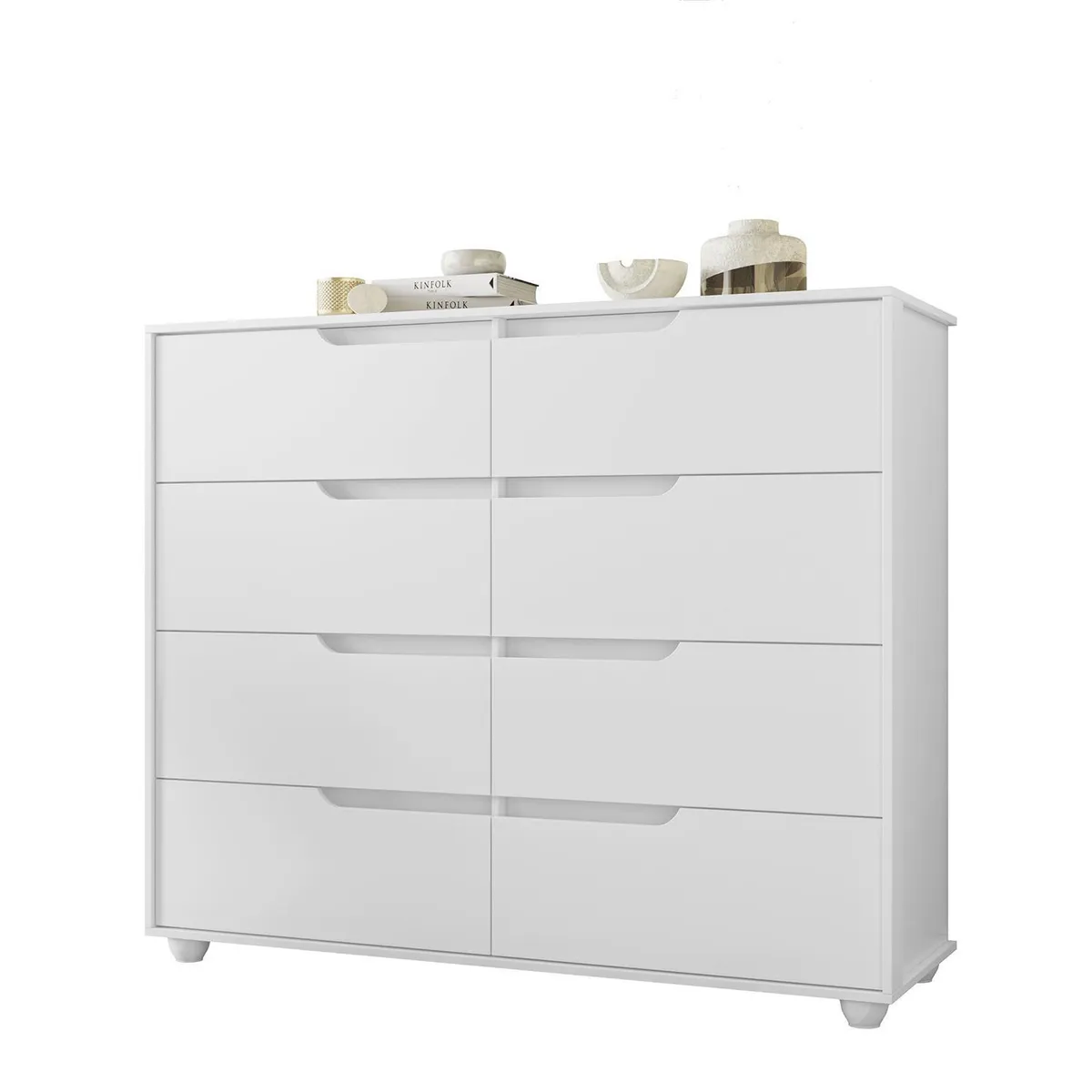 VEKKAHOME - Cómoda 8 Cajón(es) Doble Evo 136x116x45 cm Blanco