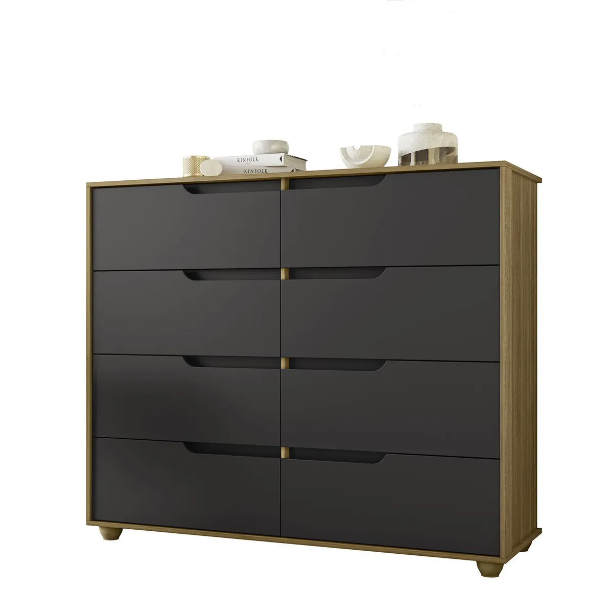 VEKKAHOME - Cómoda 8 Cajón(es) Doble Evo 136x116x45 cm Gris