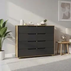 VEKKAHOME - Cómoda 8 Cajón(es) Doble Evo 136x116x45 cm Gris