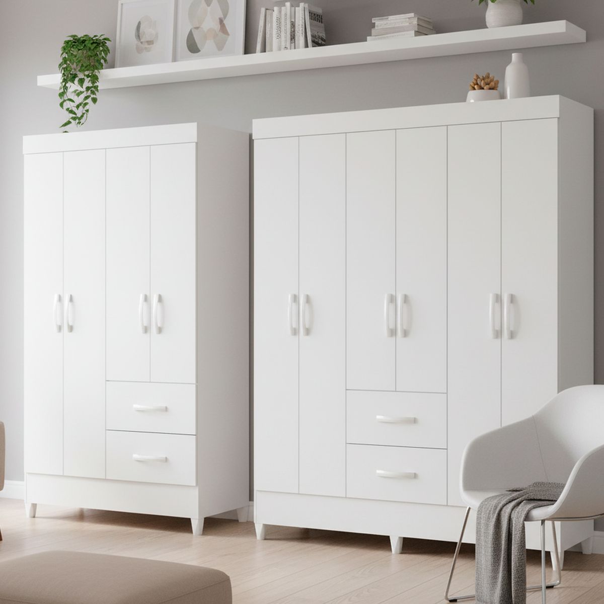 VEKKAHOME - Combo mobi 4p+6p 147x47x181 cm blanco