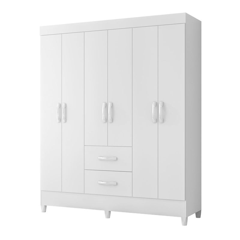 VEKKAHOME - Clóset Mobi 6 Puerta(s) 2 Cajón(es) 4 Repisa(s) 147x181x47 cm Blanco